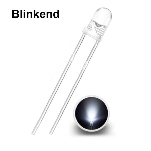 Blink LEDs 3mm Blinker LED Blinklicht langsam bis schnell blinkend 1-3Hz Auswahl kaltweiß klar 1Hz (blinkt ca. 60 mal pro Minute) 20 Stück