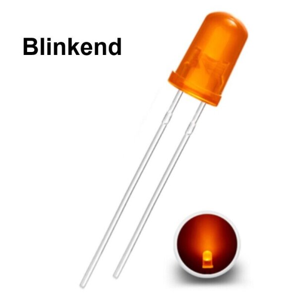 Blink LEDs 5mm Blinker LED Blinklicht langsam blinkend 1Hz (60x pro Minute) orange diffus 10 Stück