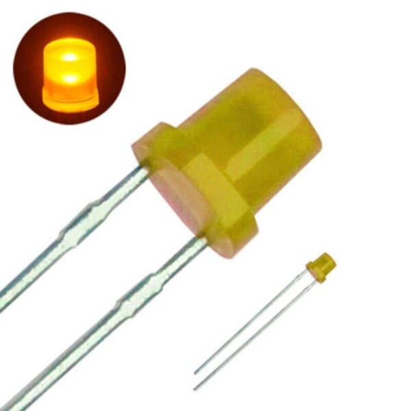 LED 3mm Zylinder Flachkopf LEDs zylindrisch flach Flat Top 10 20 50 100 Stück Gelb 100 Stück