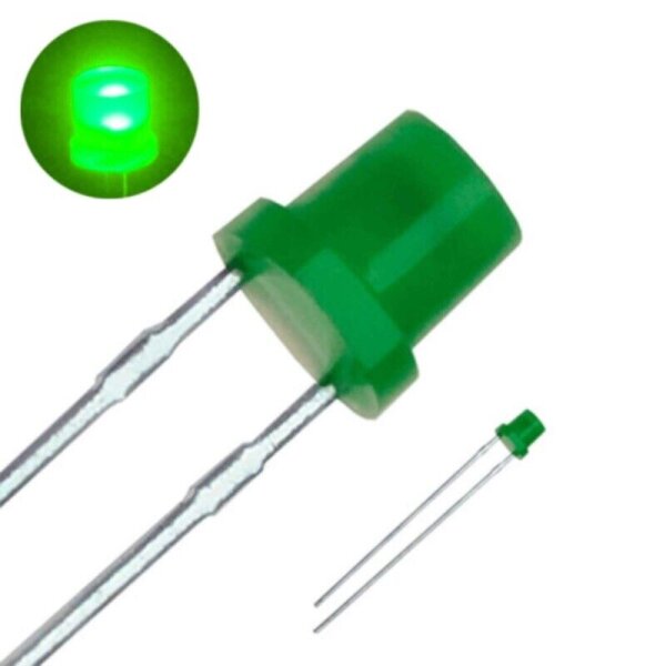 LED 3mm Zylinder Flachkopf LEDs zylindrisch flach Flat Top 10 20 50 100 Stück Grünlich 100 Stück