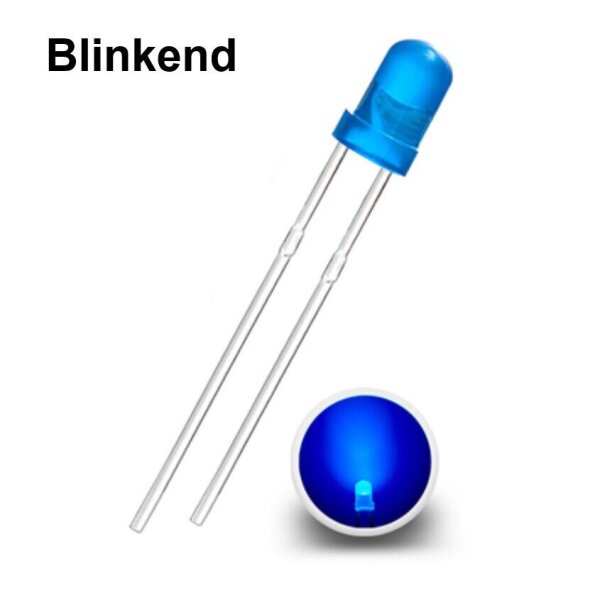 Blink LEDs 3mm Blinker LED Blinklicht langsam blinkend 0,5Hz (30x pro Minute) blau diffus 100 Stück