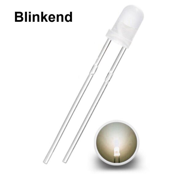 Blink LEDs 3mm Blinker LED Blinklicht langsam blinkend 0,5Hz (30x pro Minute) warmweiß diffus 20 Stück