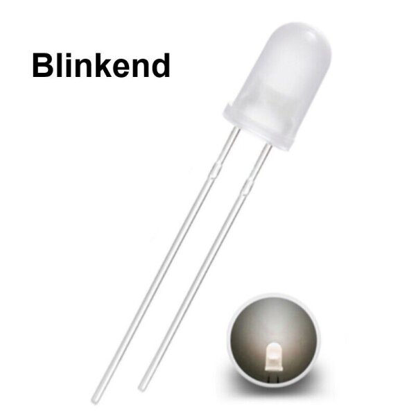 Blink LEDs 5mm Blinker LED Blinklicht langsam blinkend 0,5Hz (30x pro Minute) warmweiß diffus 50 Stück