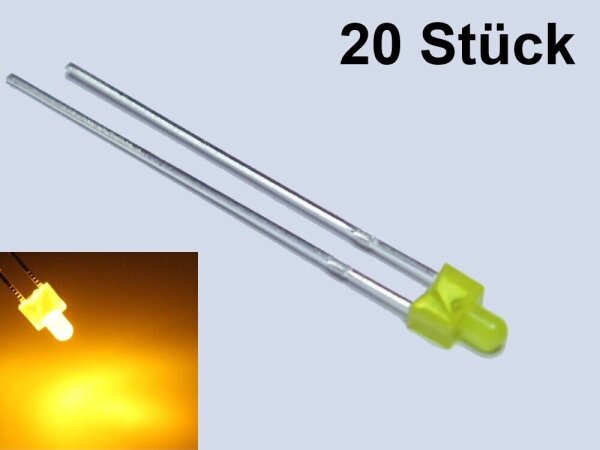 LED 2mm gelb diffus kurzer Kopf Mini LEDs Beleuchtung 10 20 50 100 Stück 20 Stück