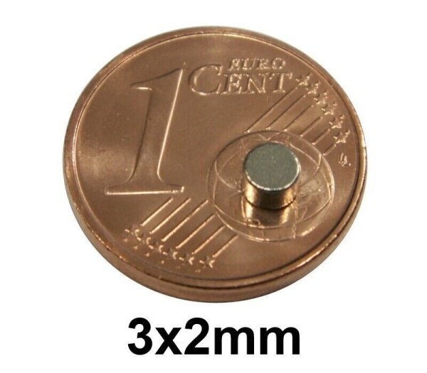 Neodym Magnete Rund Quader mini für z.B Relais Reedkontakte Modellbahn Steuerung 10 Stück 3x2mm Rund