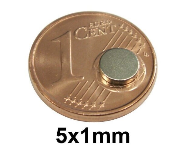 Neodym Magnete Rund Quader mini für z.B Relais Reedkontakte Modellbahn Steuerung 10 Stück 5x1mm Rund