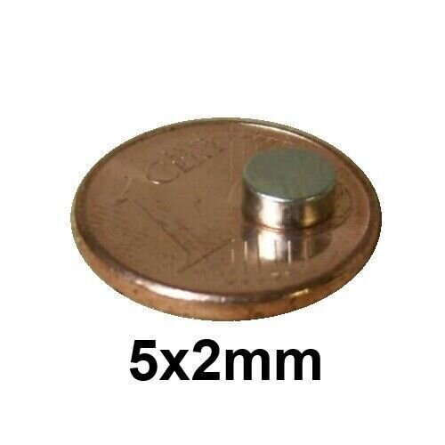 Neodym Magnete Rund Quader mini für z.B Relais Reedkontakte Modellbahn Steuerung 10 Stück 5x2mm Rund