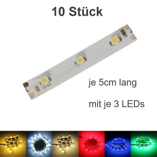 LED Beleuchtung RC Modellbahn H0 TT N Z 5cm bis 100cm Länge Licht Häuser Waggons Warmweiß 10 Stück je 5cm