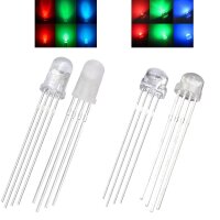 RGB LED 5mm 4-Pin Kurzkopf Strohhut LEDs klar diffus...