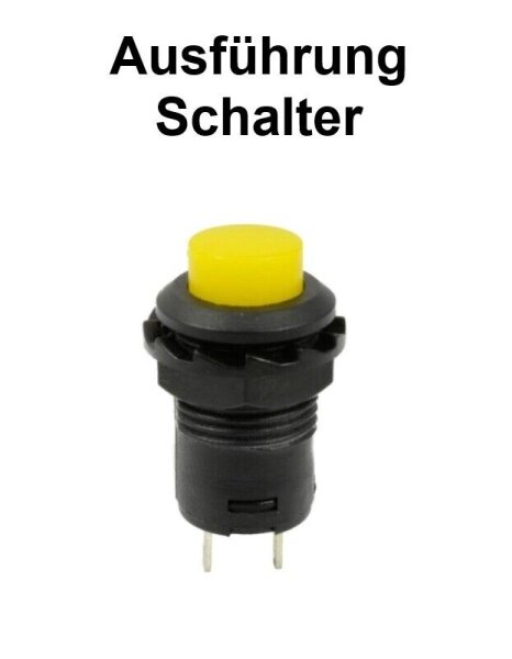 Druck Schalter Taster Schließer Button 6V 12V 24V - 250V / 3A 2 PIN Ø12mm OFF-ON Schalter Gelb 5 Stück