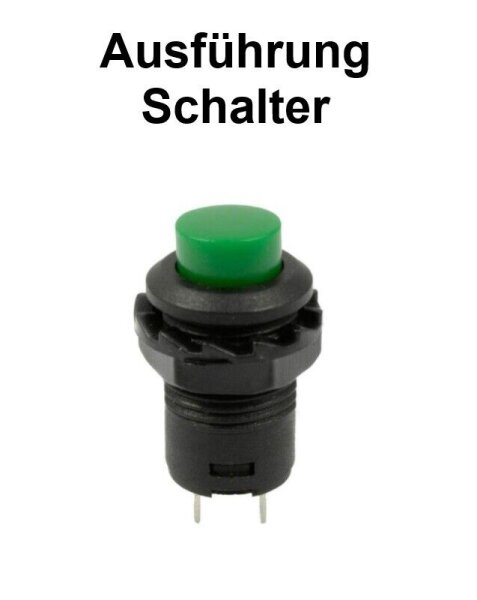 Druck Schalter Taster Schließer Button 6V 12V 24V - 250V / 3A 2 PIN Ø12mm OFF-ON Schalter Grün 1 Stück