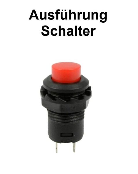 Druck Schalter Taster Schließer Button 6V 12V 24V - 250V / 3A 2 PIN Ø12mm OFF-ON Schalter Rot 1 Stück