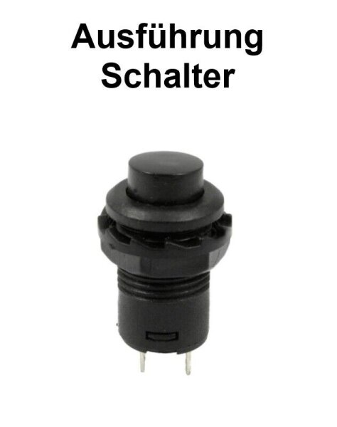 Druck Schalter Taster Schließer Button 6V 12V 24V - 250V / 3A 2 PIN Ø12mm OFF-ON Schalter Schwarz 1 Stück