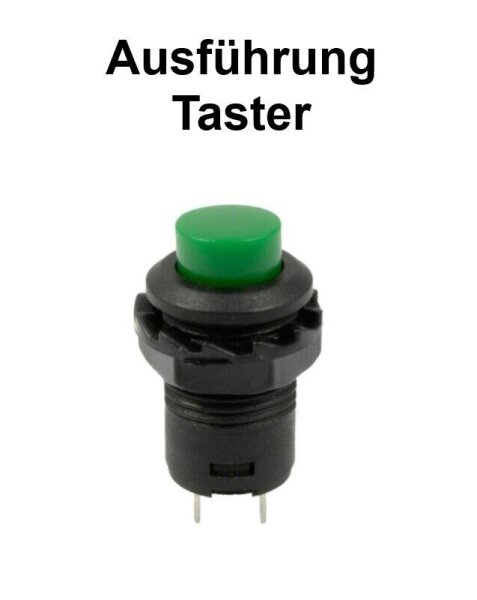 Druck Schalter Taster Schließer Button 6V 12V 24V - 250V / 3A 2 PIN Ø12mm OFF-ON Taster Grün 5 Stück