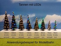 Mini LED Lichterkette 100cm 60 LEDs 1mm Draht silber...