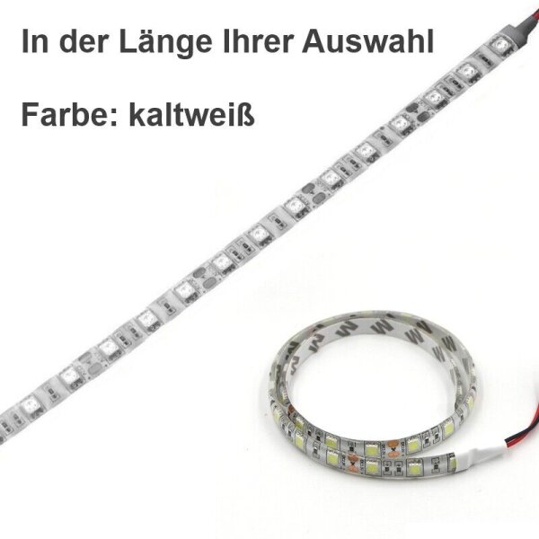 LED Streifen Wasserdicht mit Kabel 12V Selbstklebend Strip 5050 KFZ Beleuchtung Kaltweiß 60cm