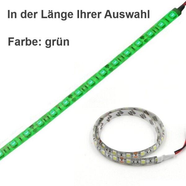 LED Streifen Wasserdicht mit Kabel 12V Selbstklebend Strip 5050 KFZ Beleuchtung Grün 10cm