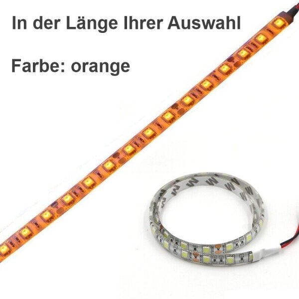 LED Streifen Wasserdicht mit Kabel 12V Selbstklebend Strip 5050 KFZ Beleuchtung Orange 10cm