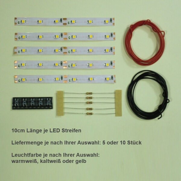 LED Waggonbeleuchtung Innenbeleuchtung Beleuchtung Waggons H0 TT N G 1 0 BAUSATZ Warmweiß 10 cm 5 Stück