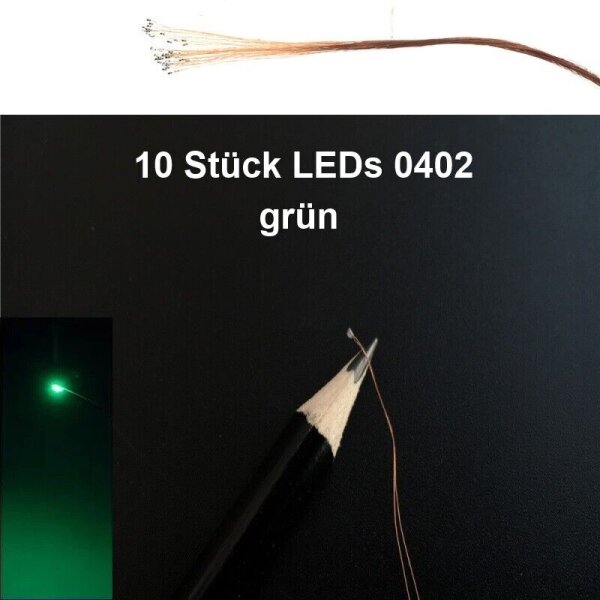 SMD LED 0402 0603 0805 1206 mit Kabel Kupferlackdraht Draht LEDs 10 Stück 0402 grün / grünlich