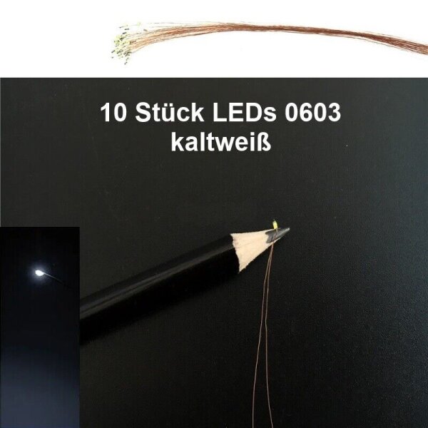 SMD LED 0402 0603 0805 1206 mit Kabel Kupferlackdraht Draht LEDs 10 Stück 0603 kaltweiß