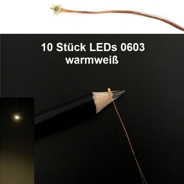 SMD LED 0402 0603 0805 1206 mit Kabel Kupferlackdraht Draht LEDs 10 Stück 0603 warmweiß