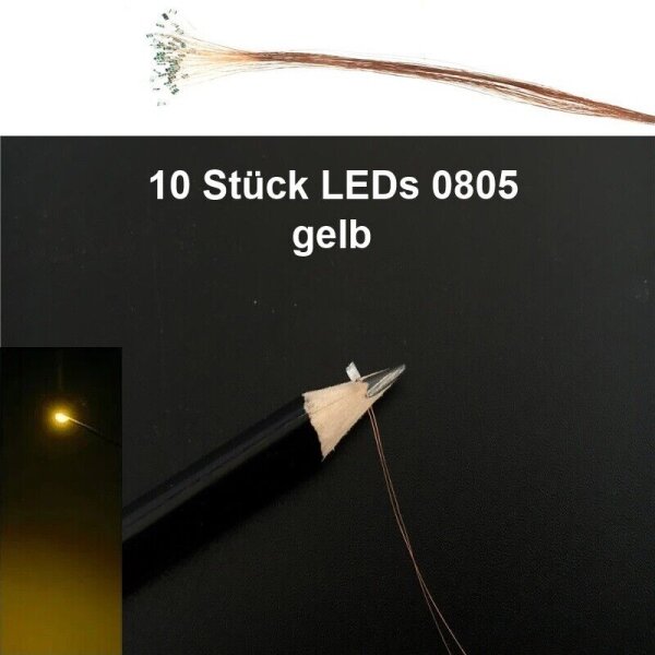 SMD LED 0402 0603 0805 1206 mit Kabel Kupferlackdraht Draht LEDs 10 Stück 0805 gelb