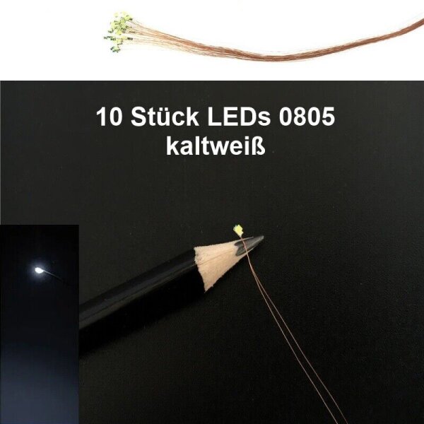 SMD LED 0402 0603 0805 1206 mit Kabel Kupferlackdraht Draht LEDs 10 Stück 0805 kaltweiß