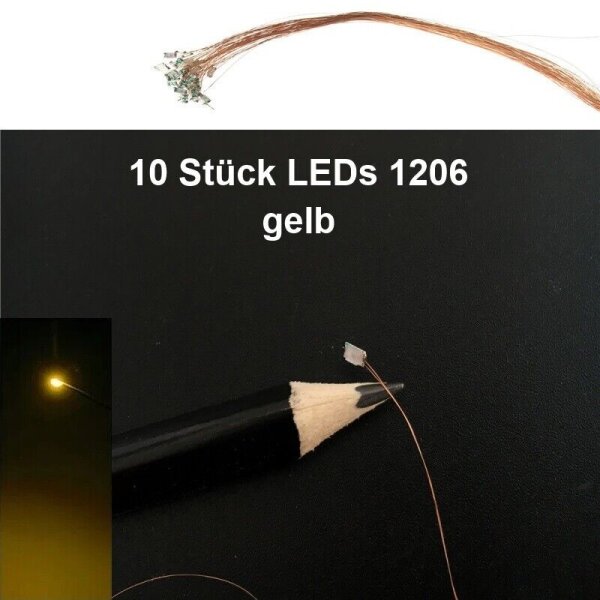 SMD LED 0402 0603 0805 1206 mit Kabel Kupferlackdraht Draht LEDs 10 Stück 1206 gelb