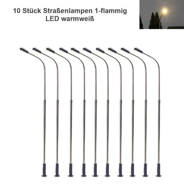 LED Straßenlampen H0 TT Lampen Leuchten 6-10cm 12-19V Modelleisenbahn 10 Stück 10 Stück 1-flammig warmweiß