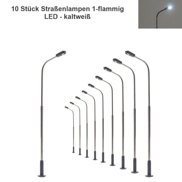 LED Straßenlampen TT N Lampen Leuchten 5 - 7cm 12-19V Modelleisenbahn 10 Stück 10 Stück 1-flammig kaltweiß