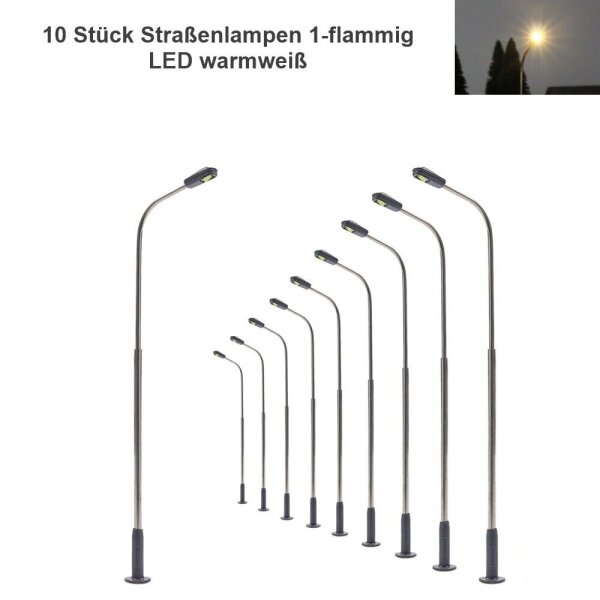 LED Straßenlampen TT N Lampen Leuchten 5 - 7cm 12-19V Modelleisenbahn 10 Stück 10 Stück 1-flammig warmweiß