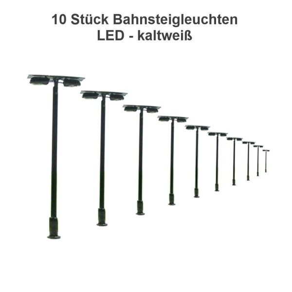 LED Straßenlampen H0 TT Bahnsteigleuchten 6cm 12-19V Bahnsteig Lampen 10 Stück 10 Stück kaltweiß