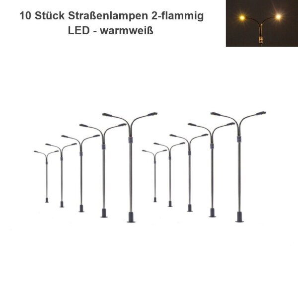 LED Straßenlampen N Z Lampen Leuchten 3 - 4cm 10-19V Modelleisenbahn 10 Stück 10 Stück 2-flammig warmweiß