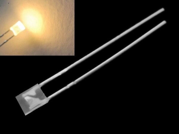 LED 2x3mm rechteckig klar diffus flach 2x3x4mm LEDs 10 20 50 100 Stück oder Set 50 Stück warmweiß diffus