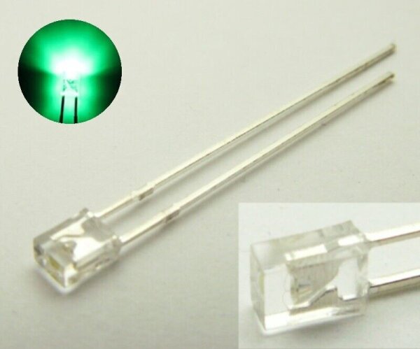 LED 2x3mm rechteckig klar diffus flach 2x3x4mm LEDs 10 20 50 100 Stück oder Set 50 Stück grün klar