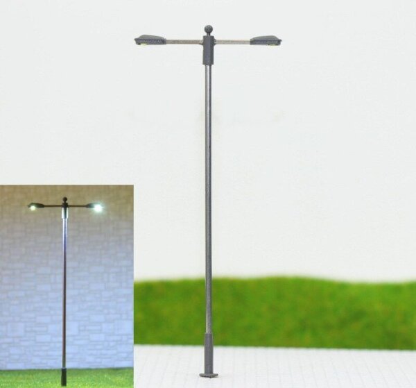 LED Straßenlampen H0 TT Lampen Leuchten 2-flammig Höhe 6 - 10cm 10 Stück W417