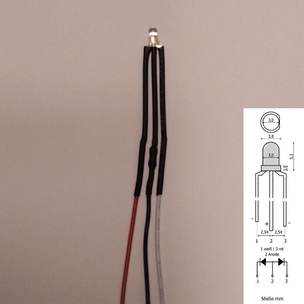 LED Per Carrozze Illuminazione LED Bicolori (DUO LED) Da 2 Mm Per Cambio Luce Locomotive Treno Modello - Scala H0, TT, N LED Per Controllo Analogico - Foto 9