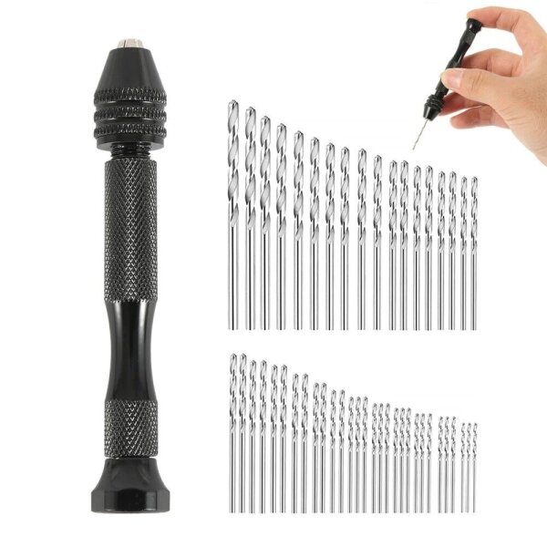 Sortiment Mini Bohrer 0,5-3,0mm Miniaturbohrer 48 Stück mit Handbohrer Set A2054