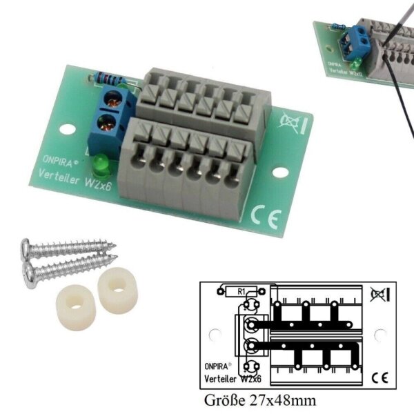 Stromverteiler Verteiler Sicherungsverteiler für Modellbahn DC AC und Digital Federklemmen 2x6 mit LEDs