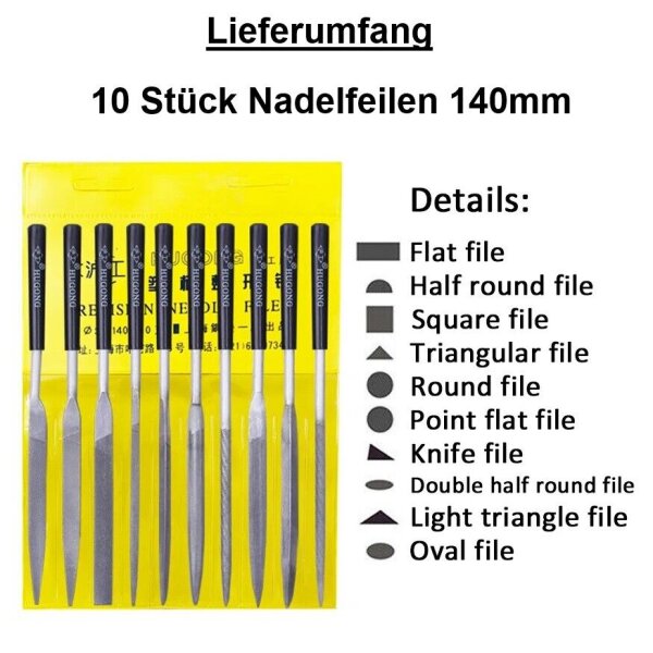 Nadelfeilen Schlüsselfeilen Set 10 / 5 Minifeilen Holz Metall Sortiment Feilen 10 Stück Nadelfeilen