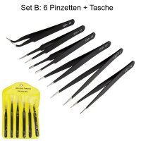 Pinzetten Set Edelstahl 6 / 9 ESD Antistatisch...