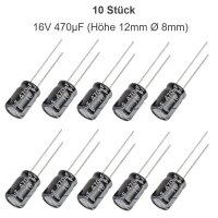 Elko Kondensator 470 / 1000 µF 16V 25V 35V Flackerschutz Stützkondensator THT