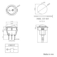 Kippschalter Wippschalter Switch Rund Snap-In 12V LED 3 Pin Ø 15mm Schalter SPST