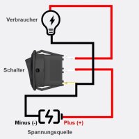 Kippschalter Wippschalter Switch Rund Snap-In 12V LED 3 Pin Ø 15mm Schalter SPST