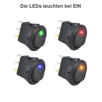 Kippschalter Wippschalter Switch Rund Snap-In 12V LED 3 Pin Ø 15mm Schalter SPST