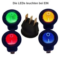 Kippschalter Wippschalter Switch Rund Snap-In 12V LED 3 Pin Ø 15mm Schalter SPST