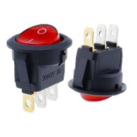 Kippschalter Wippschalter Switch Rund Snap-In 12V LED 3 Pin Ø 15mm Schalter SPST