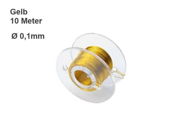 Kupferlackdraht Lackdraht 0,15mm 0,1mm 10m Cu Draht 10 Meter Spule 7 Farben WAHL Gelb 0,1mm 10 Meter