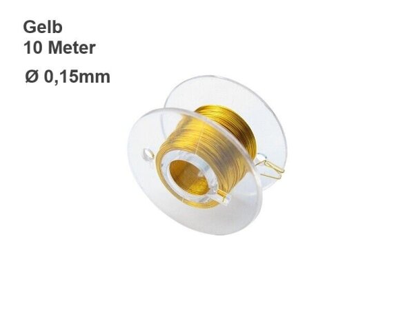 Kupferlackdraht Lackdraht 0,15mm 0,1mm 10m Cu Draht 10 Meter Spule 7 Farben WAHL Gelb 0,15mm 10 Meter